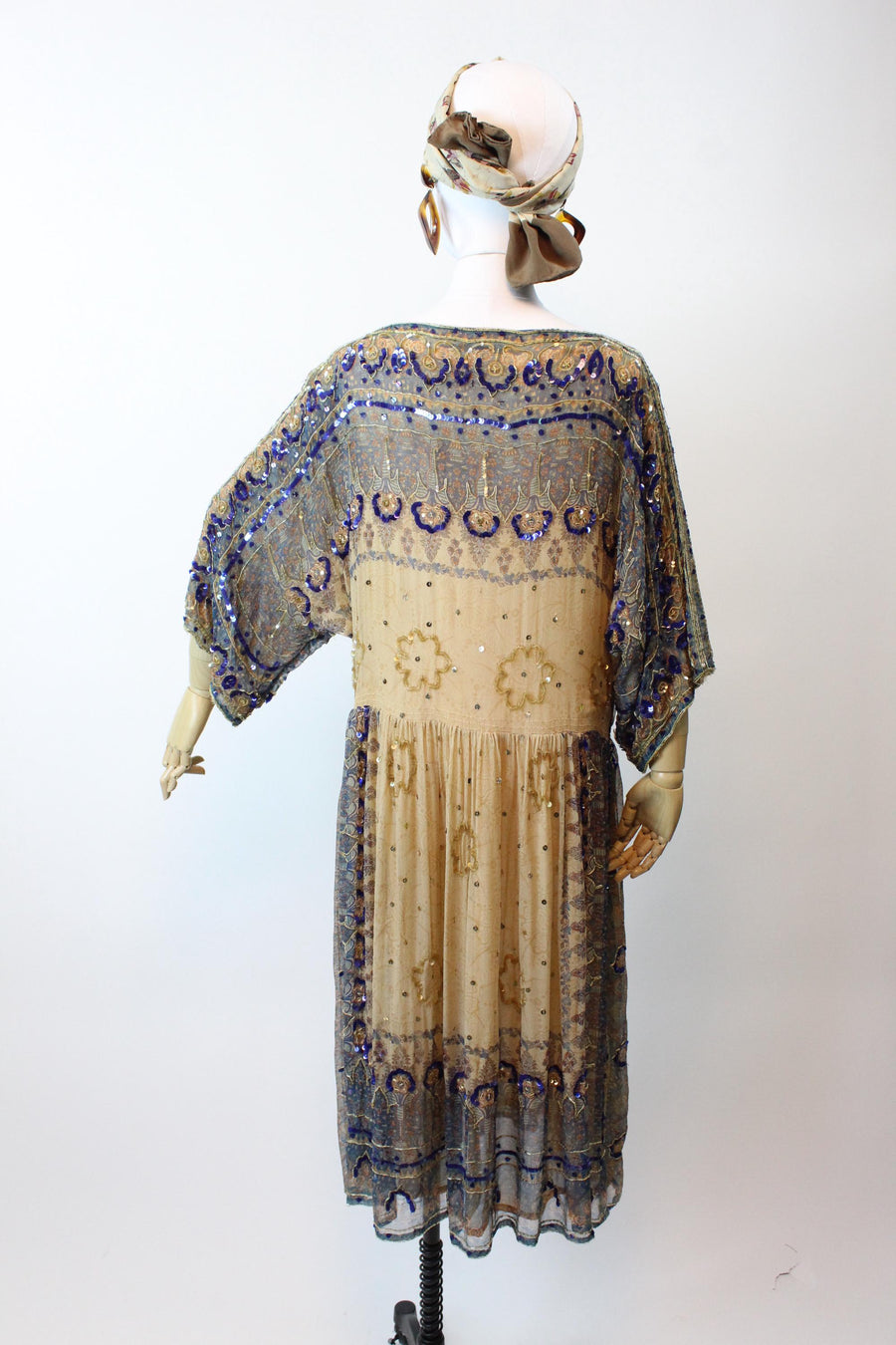 1980s Judith Ann INDIAN SILK kimono sleeves dress | new fall winter