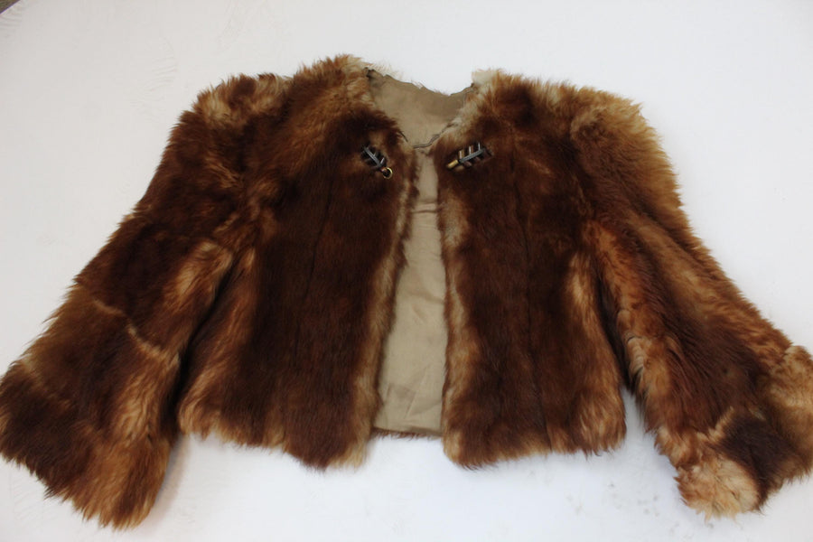 1940s HUGE SHOULDERS bell sleeves FUR jacket small medium | new fall winter