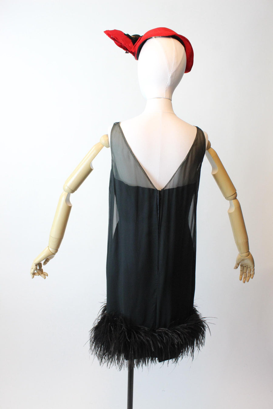 1960s MARABOU feather silk chiffon COCKTAIL dress small | new fall winter