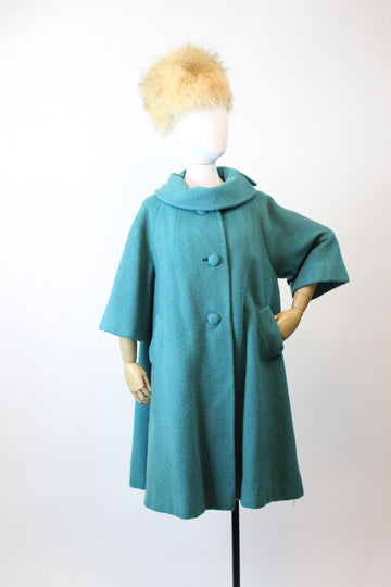 1960s 1965 LILLI ANN turquoise mohair coat | new fall winter