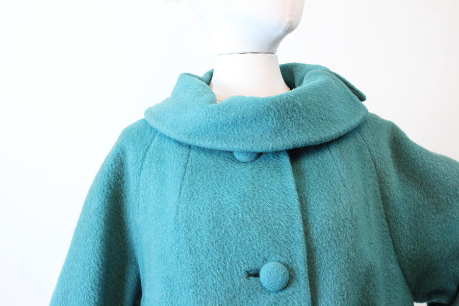 1960s 1965 LILLI ANN turquoise mohair coat | new fall winter