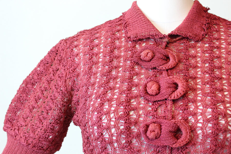 1930s KNIT THREE PIECE sweater set small | new fall winter