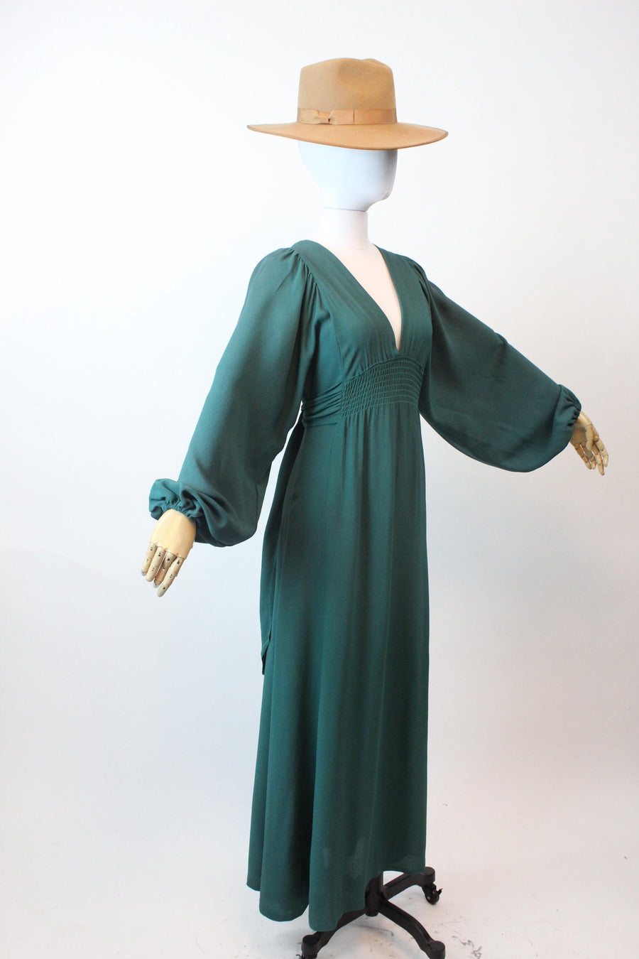 1970s 1971 OSSIE CLARK balloon sleeves maxi dress small medium | new fall winter