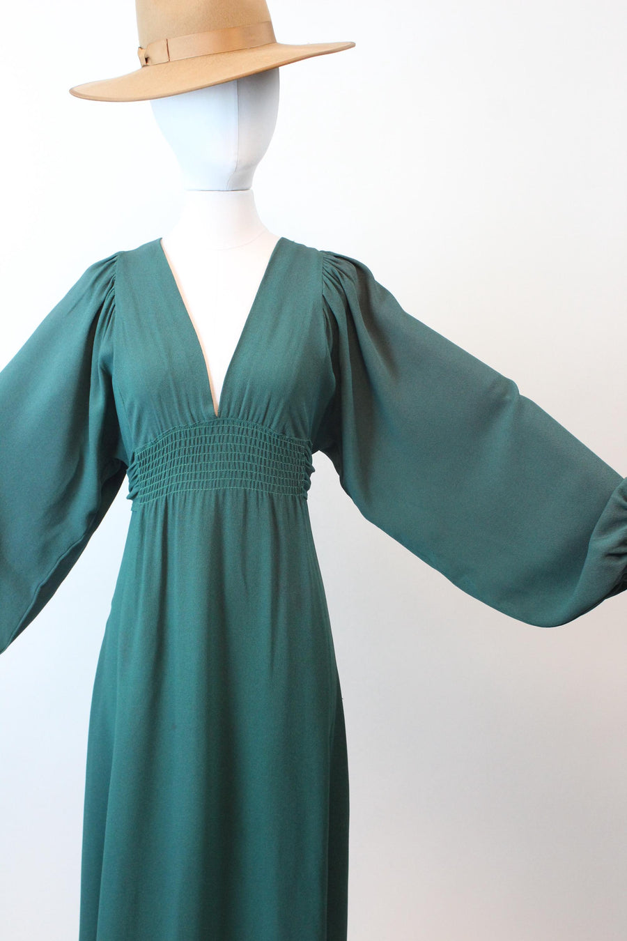 1970s 1971 OSSIE CLARK balloon sleeves maxi dress small medium | new fall winter