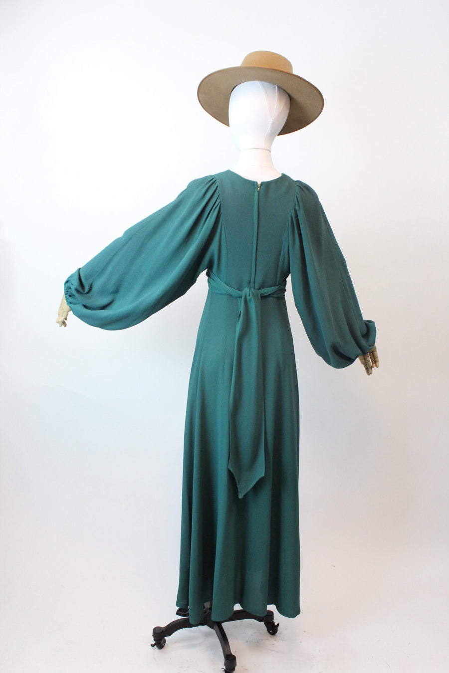 1970s 1971 OSSIE CLARK balloon sleeves maxi dress small medium | new fall winter