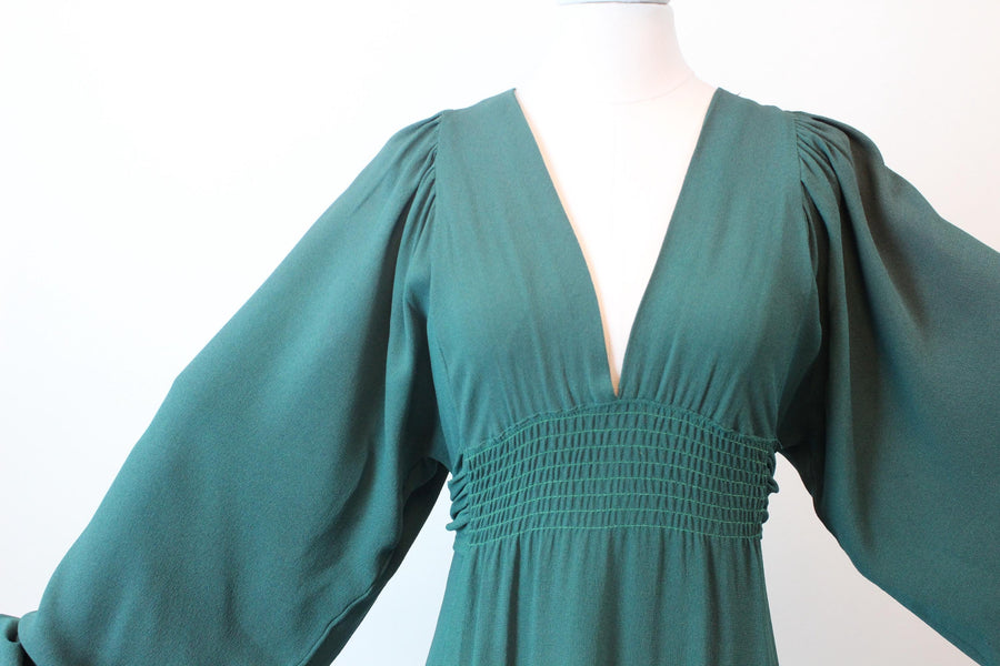 1970s 1971 OSSIE CLARK balloon sleeves maxi dress small medium | new fall winter