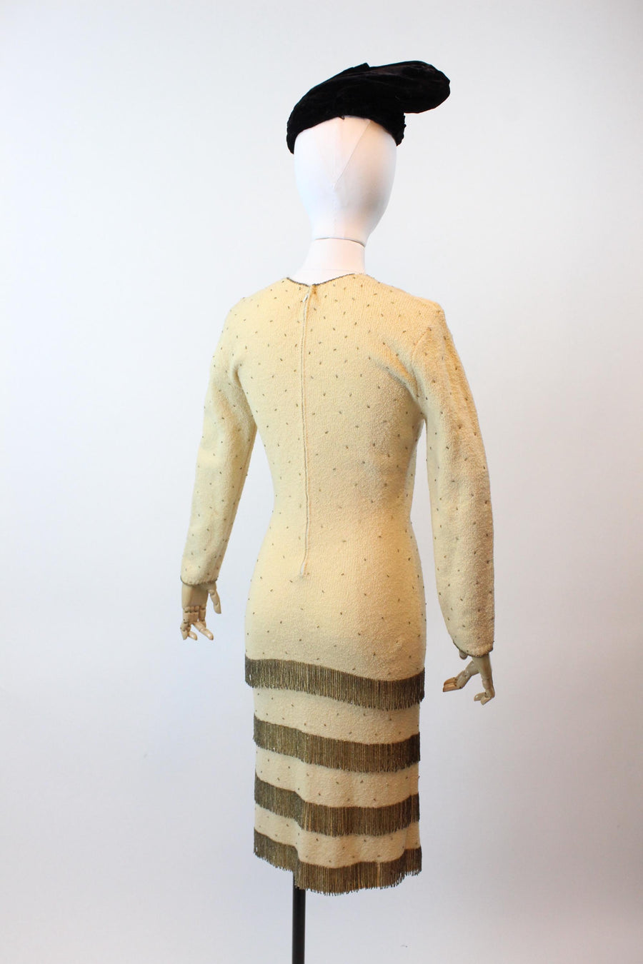 1960s GENE SHELLY FRINGE knit dress xs small | new fall winter