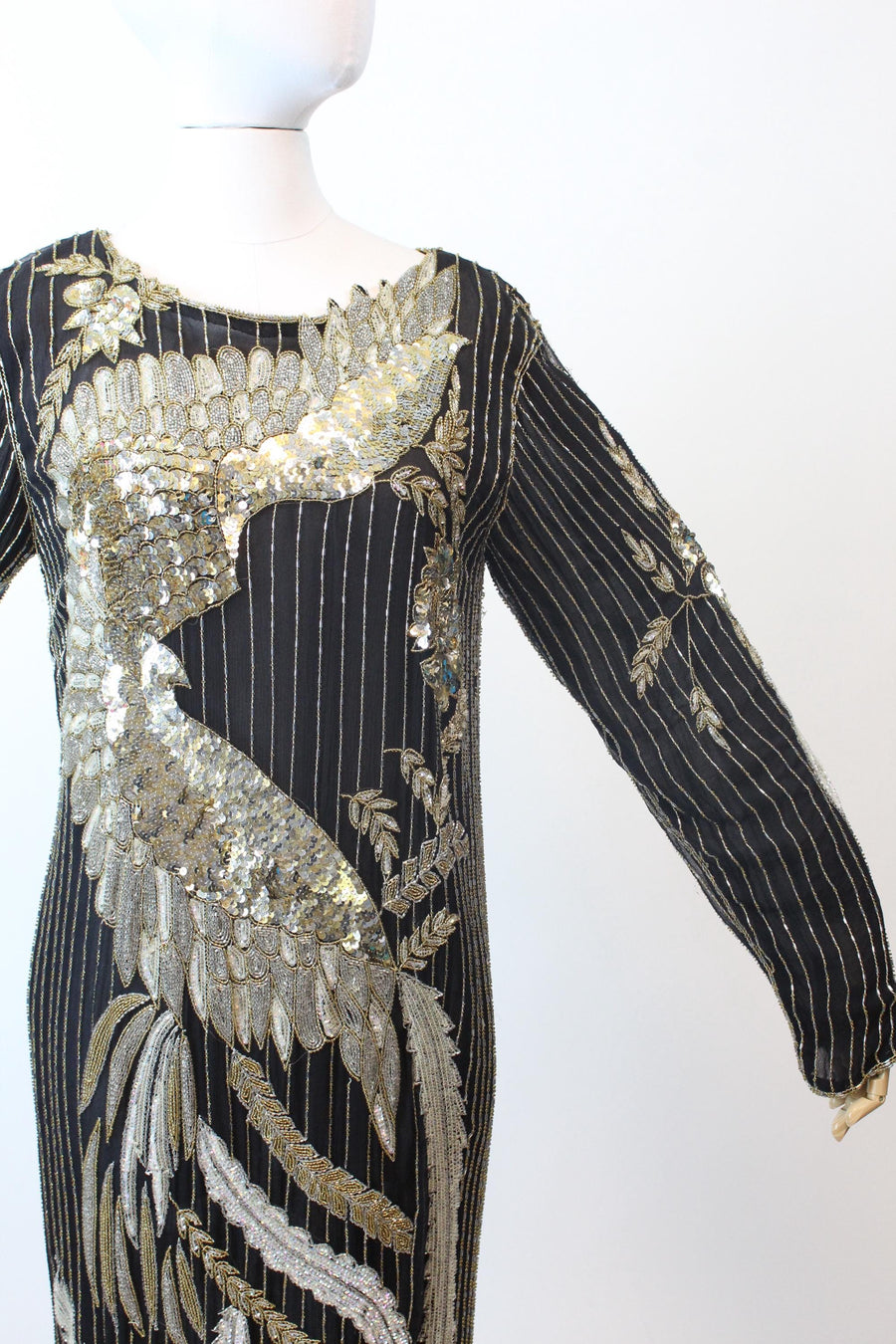 1980s PHOENIX BIRD beaded sequin dress medium | new fall winter