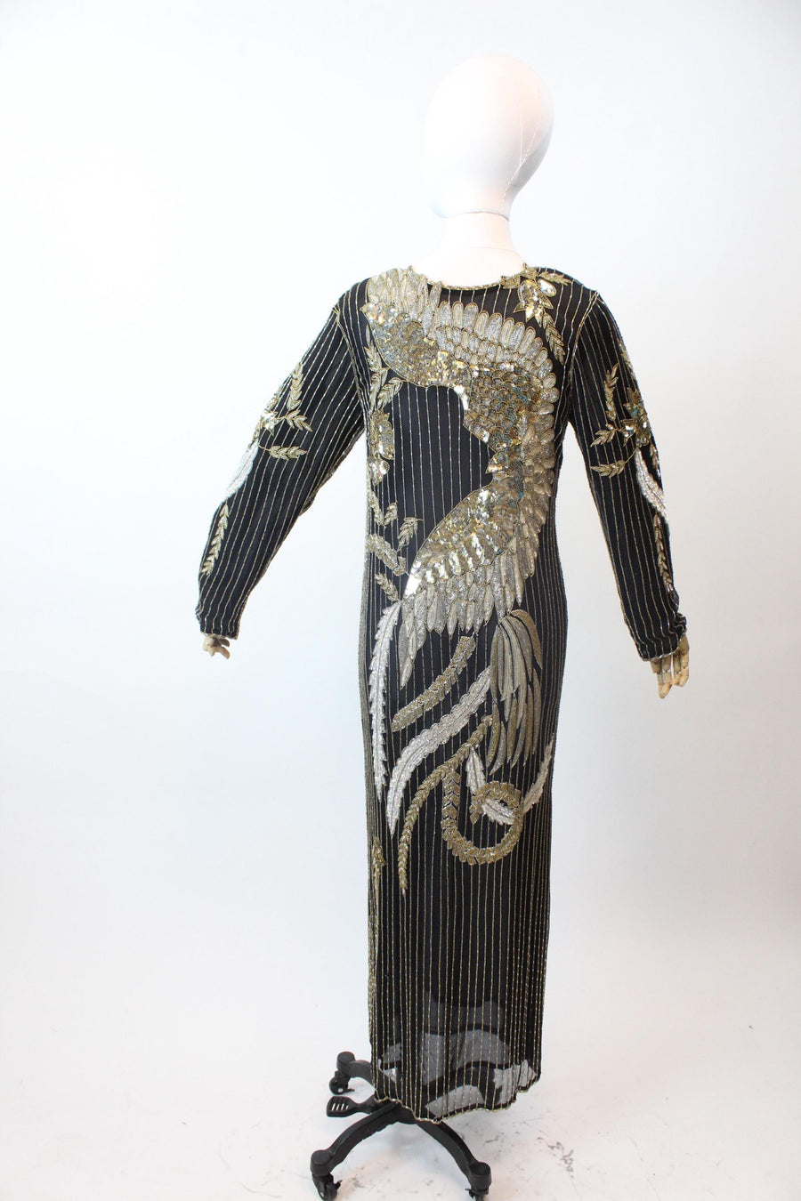 1980s PHOENIX BIRD beaded sequin dress medium | new fall winter