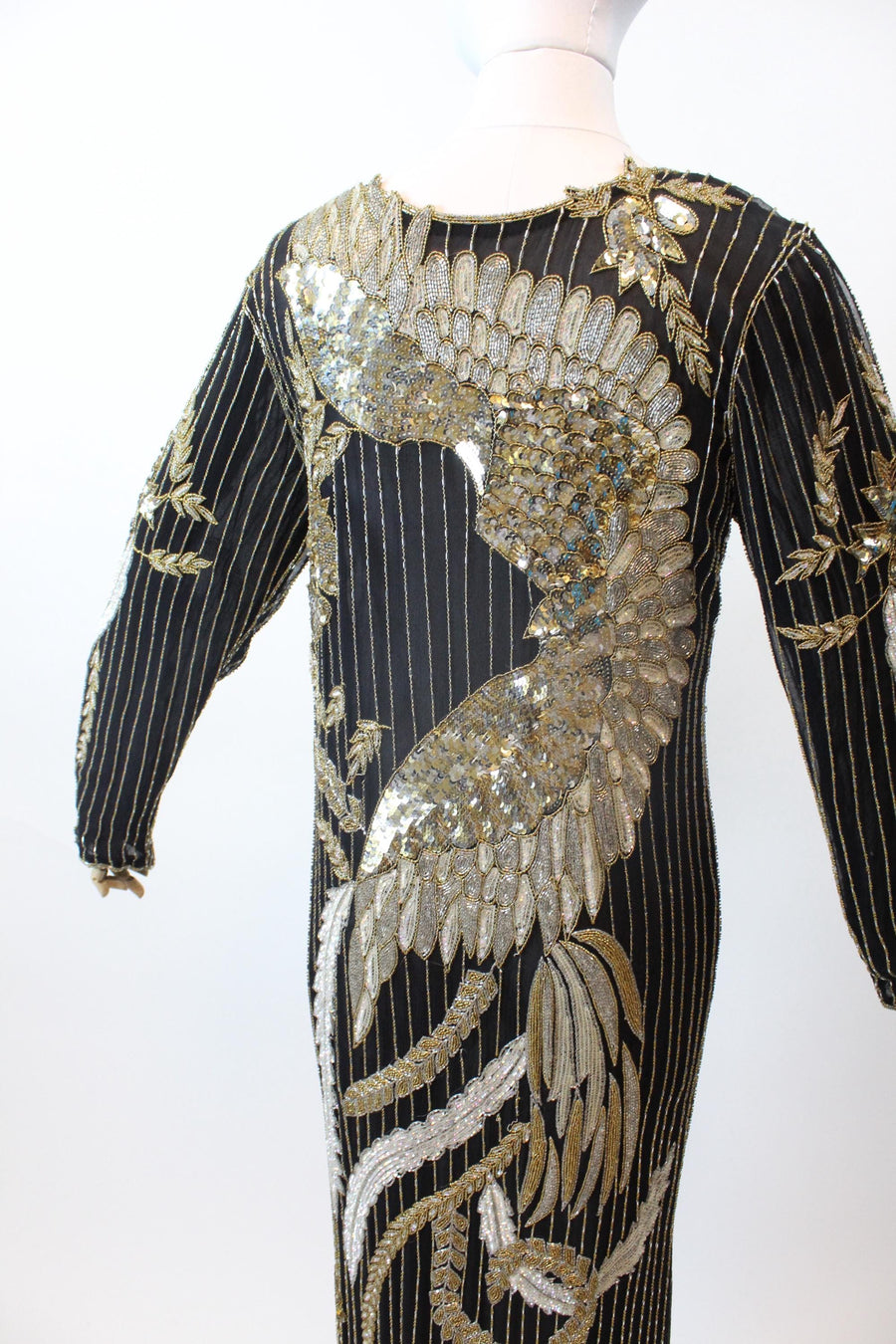 1980s PHOENIX BIRD beaded sequin dress medium | new fall winter