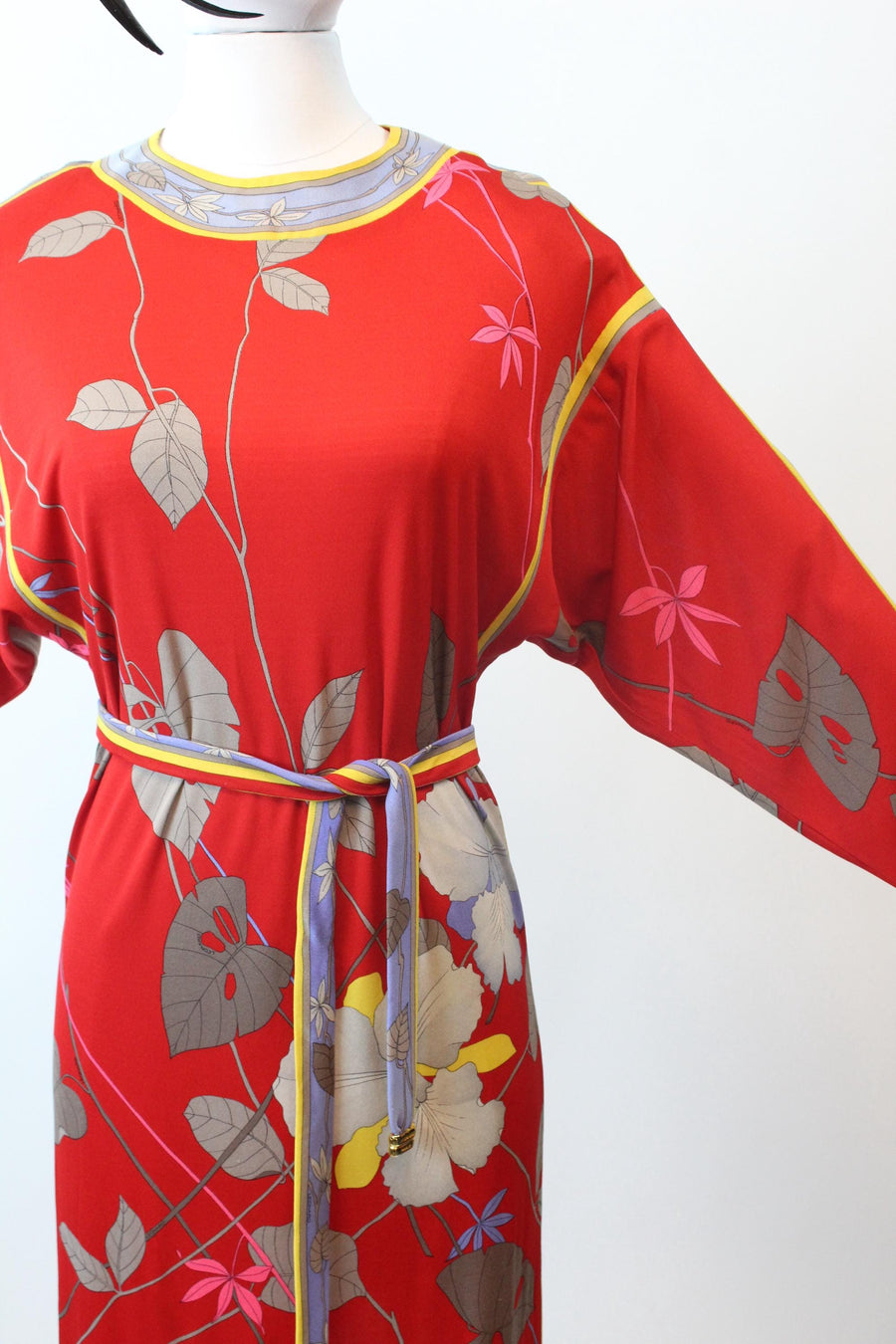 1980s LEONARD OF PARIS silk jersey dress small medium | new fall winter