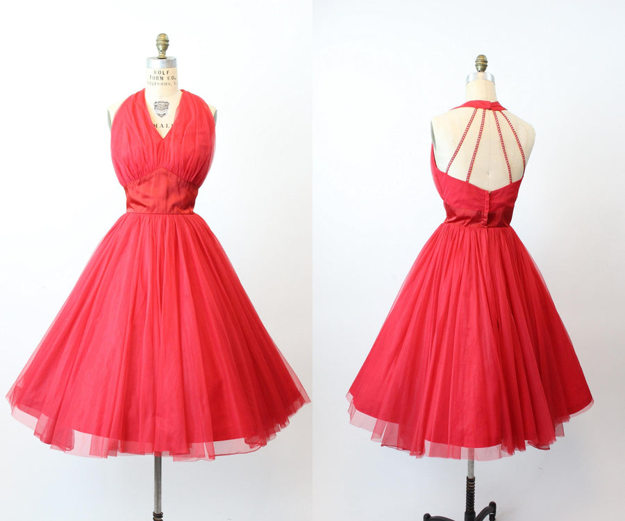 1950s LILLI DIAMOND cage halter rhinestone dress xs | new fall winter