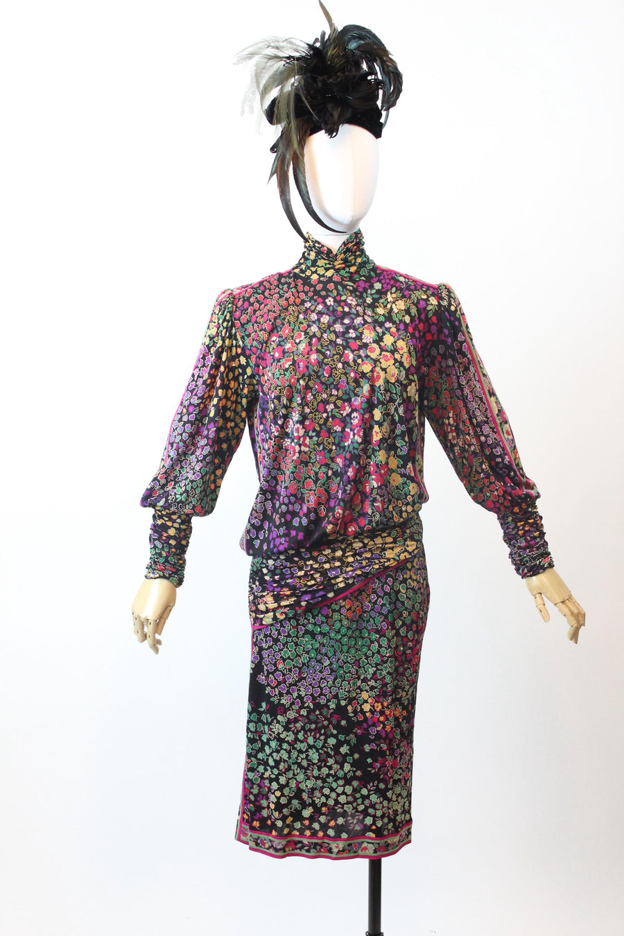 1980s LEONARD OF PARIS dropwaist silk jersey dress small medium | new fall winter