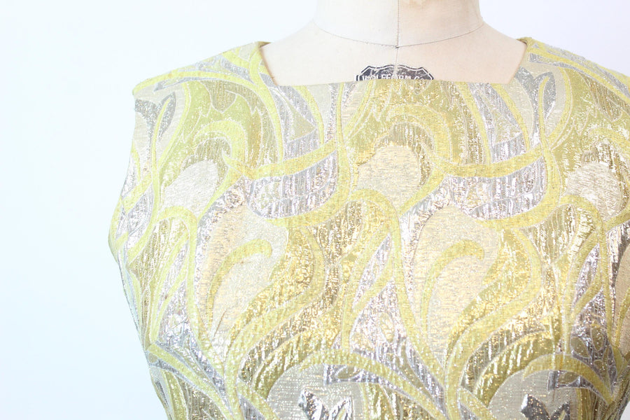 1960s GOLD brocade cocktail dress and COAT medium | new fall winter