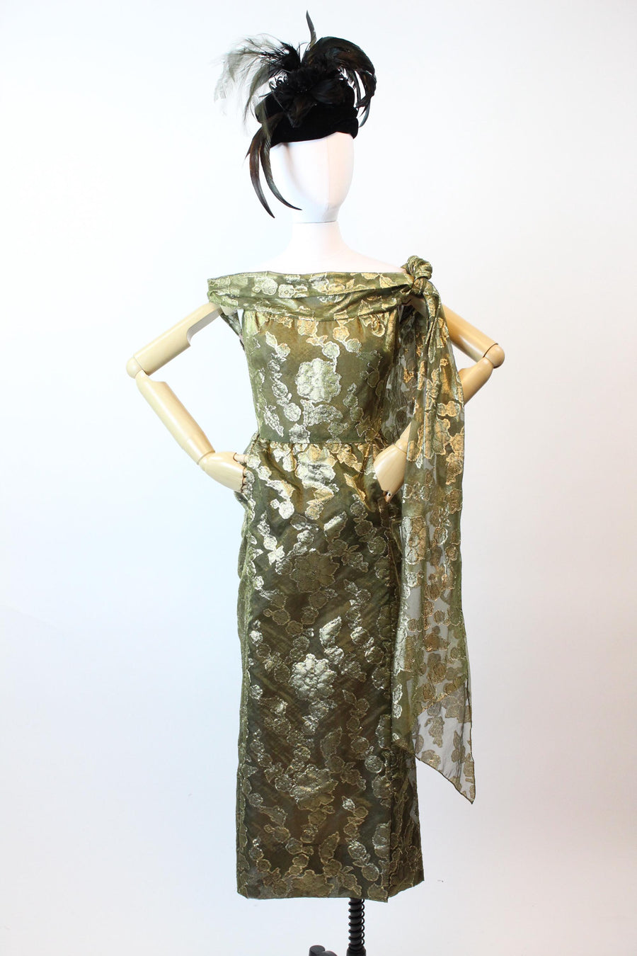 1980s PAULINE TRIGERE silk GOLD gown dress small | new fall winter