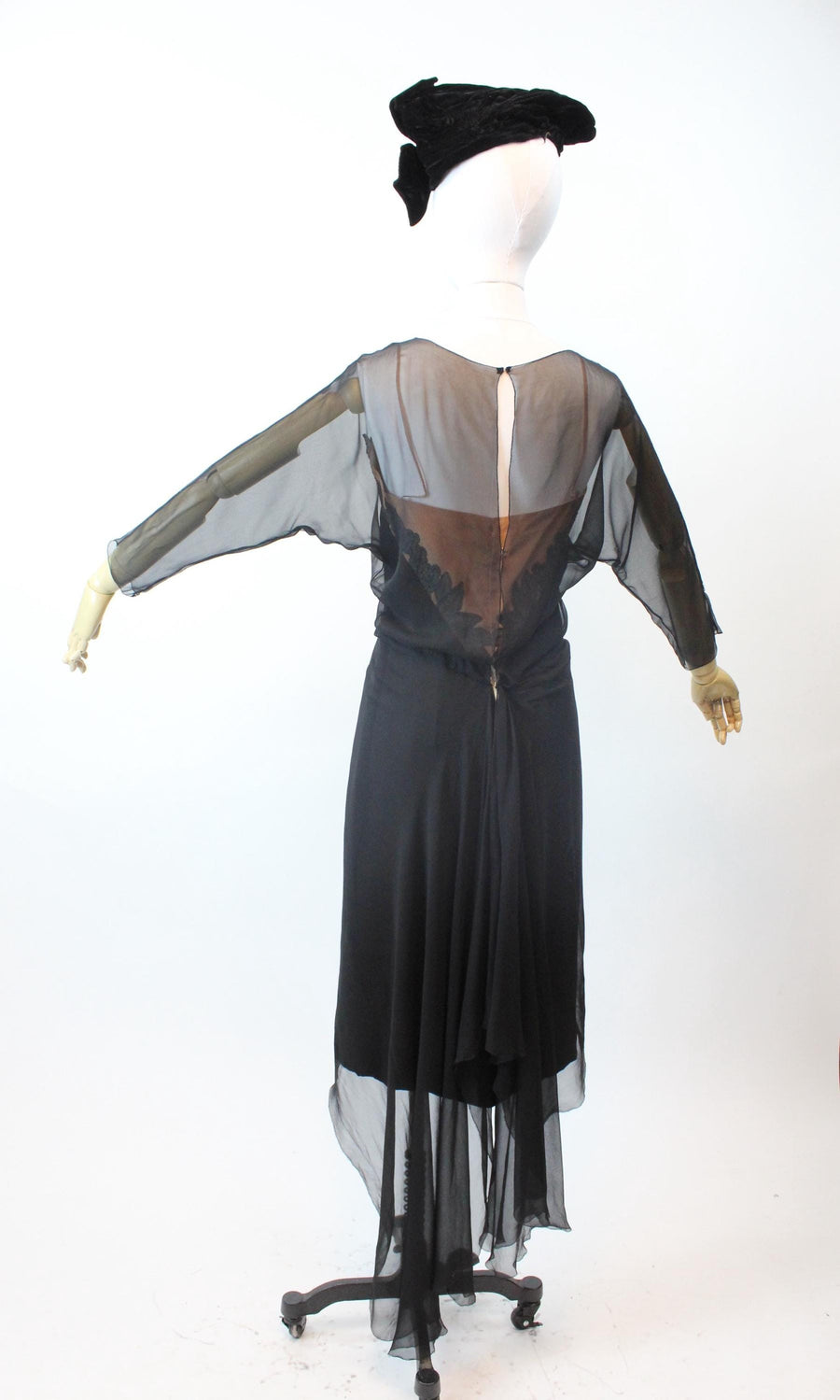 1940s HOWARD GREER chiffon dramatic TRAIN dress small | new fall