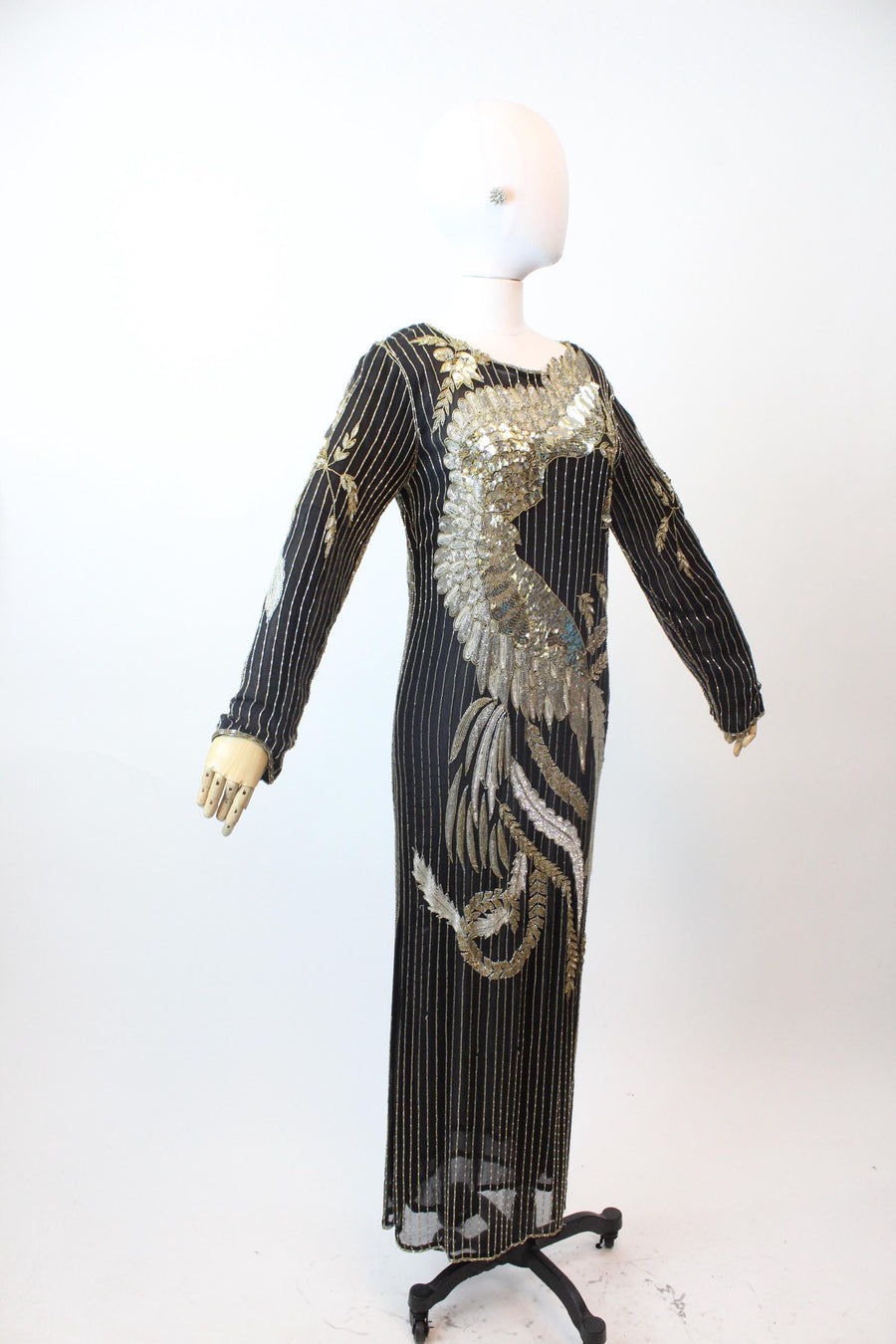 1980s PHOENIX BIRD beaded sequin dress medium | new fall winter