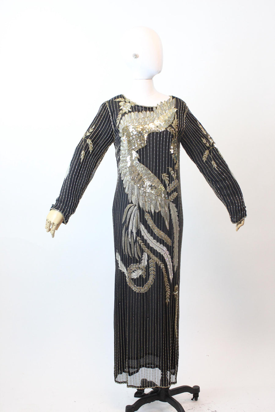 1980s PHOENIX BIRD beaded sequin dress medium | new fall winter