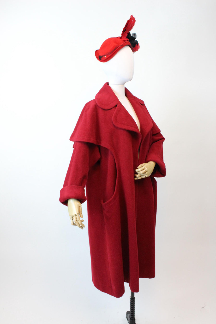 1950s I MAGNIN red wool CAPE coat all sizes | new fall winter