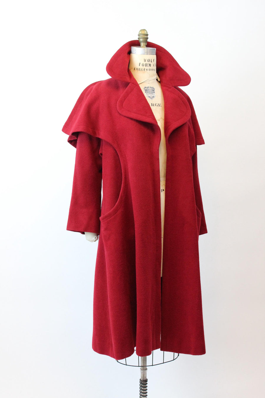 1950s I MAGNIN red wool CAPE coat all sizes | new fall winter