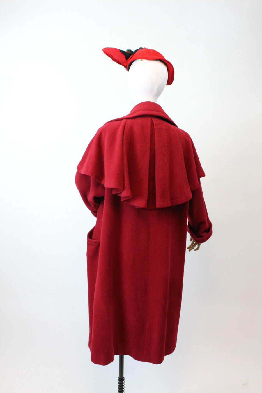 1950s I MAGNIN red wool CAPE coat all sizes | new fall winter