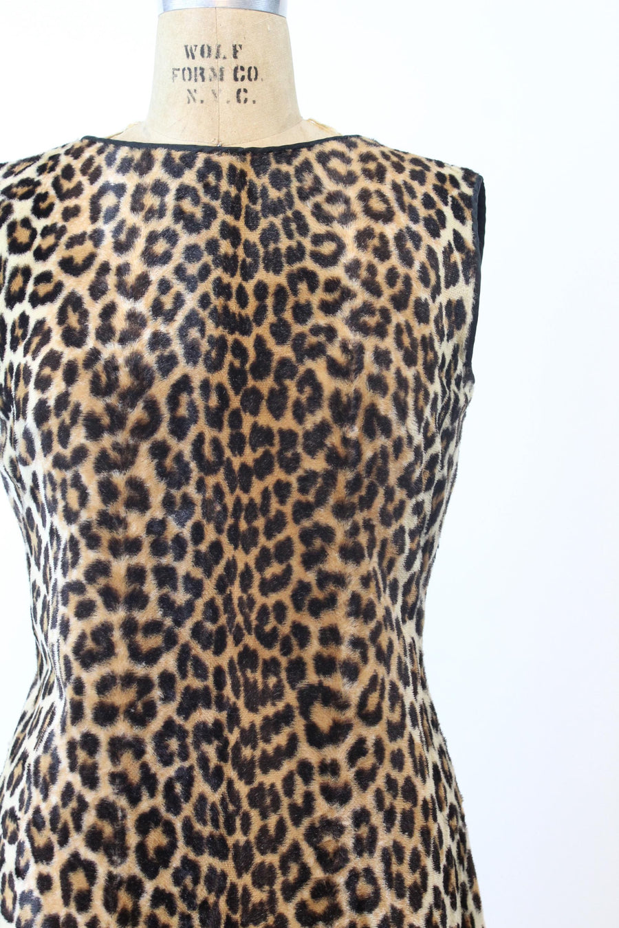 1960s LEOPARD faux fur shift dress medium | new fall winter