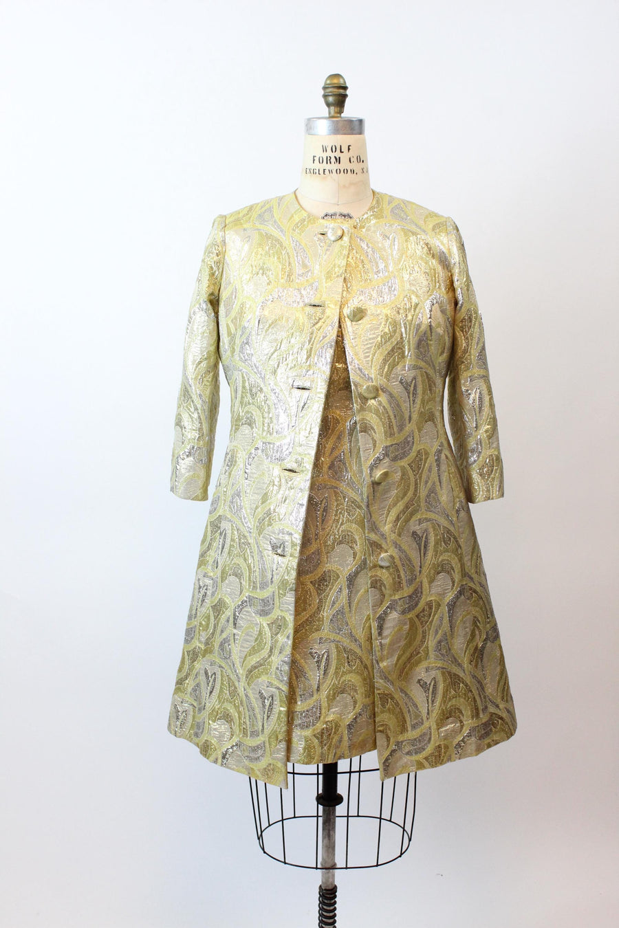 1960s GOLD brocade cocktail dress and COAT medium | new fall winter