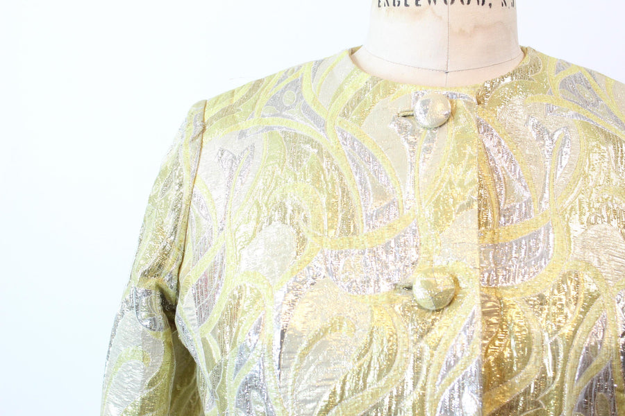 1960s GOLD brocade cocktail dress and COAT medium | new fall winter