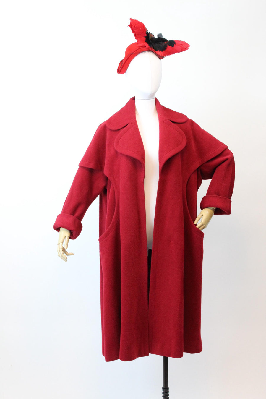 1950s I MAGNIN red wool CAPE coat all sizes | new fall winter