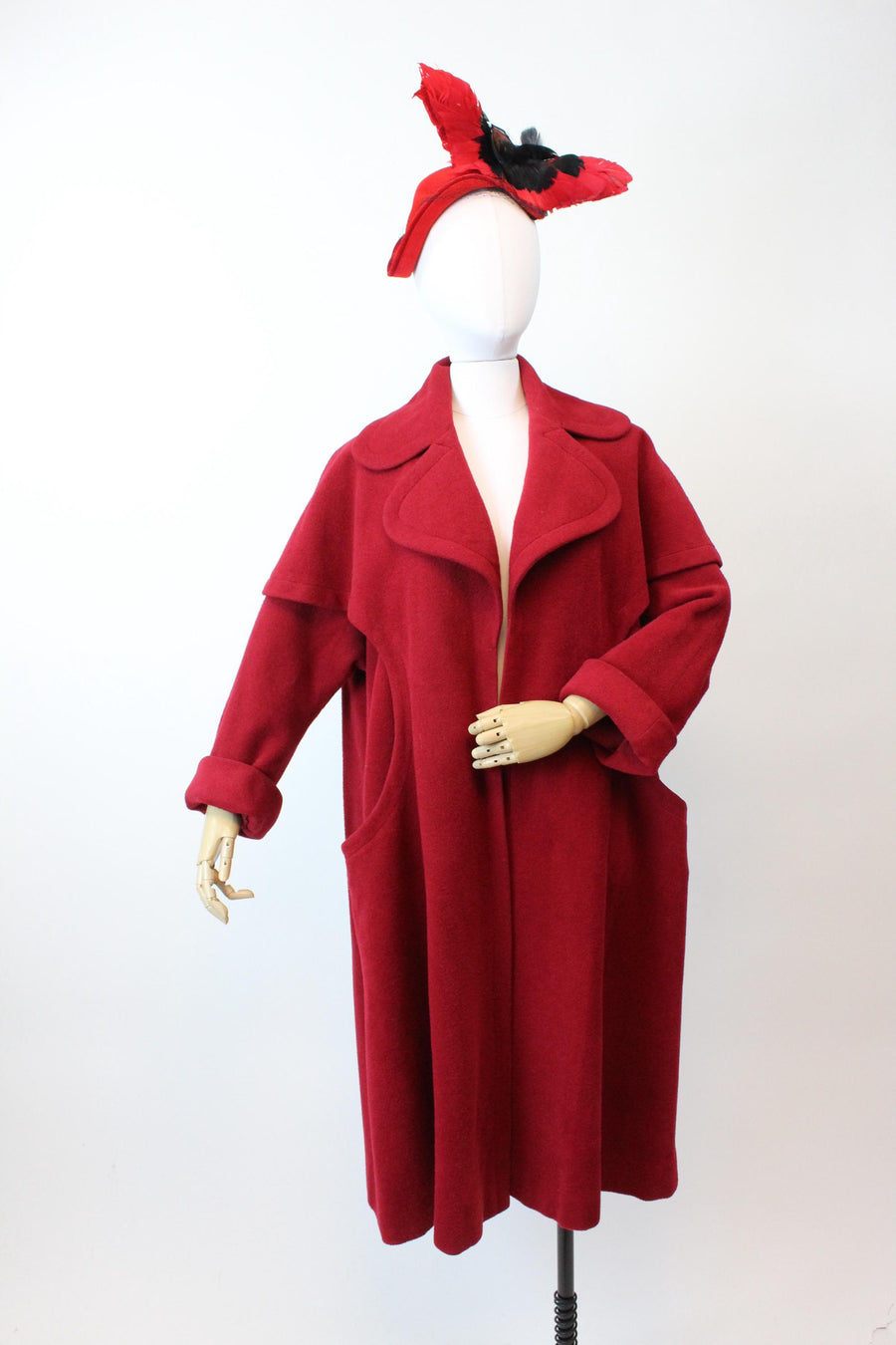 1950s I MAGNIN red wool CAPE coat all sizes | new fall winter