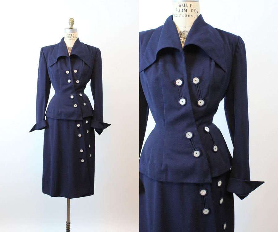 1950s 1951 documented LILLI ANN navy SUIT small medium | new fall winter