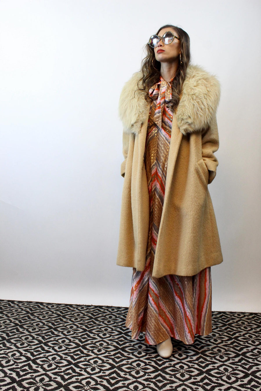 1960s 1966 documented CAMEL LILLI ANN fox fur mohair coat | new fall winter