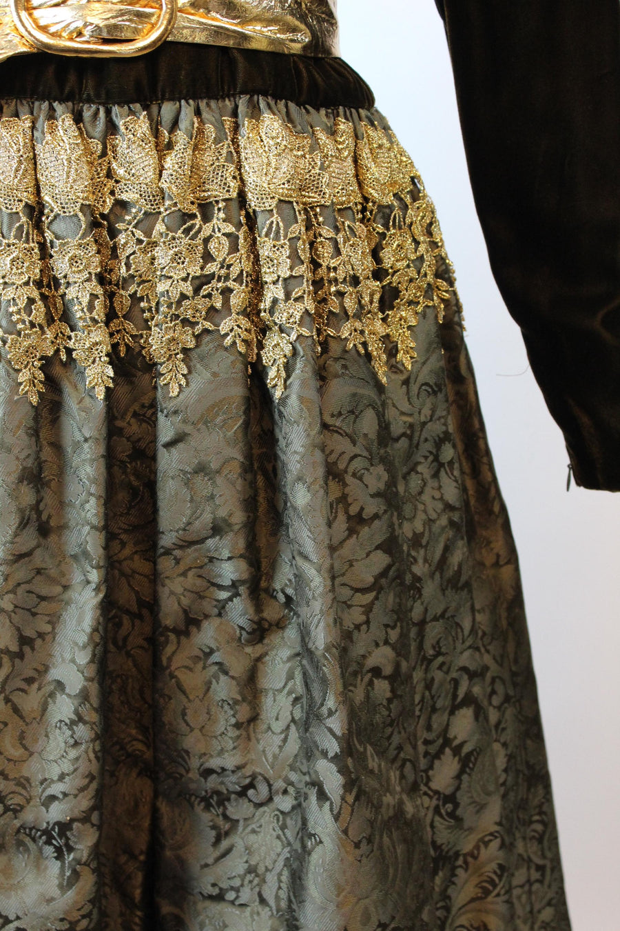 1980s OSCAR de la RENTA GOLD velvet dress large | new fall winter