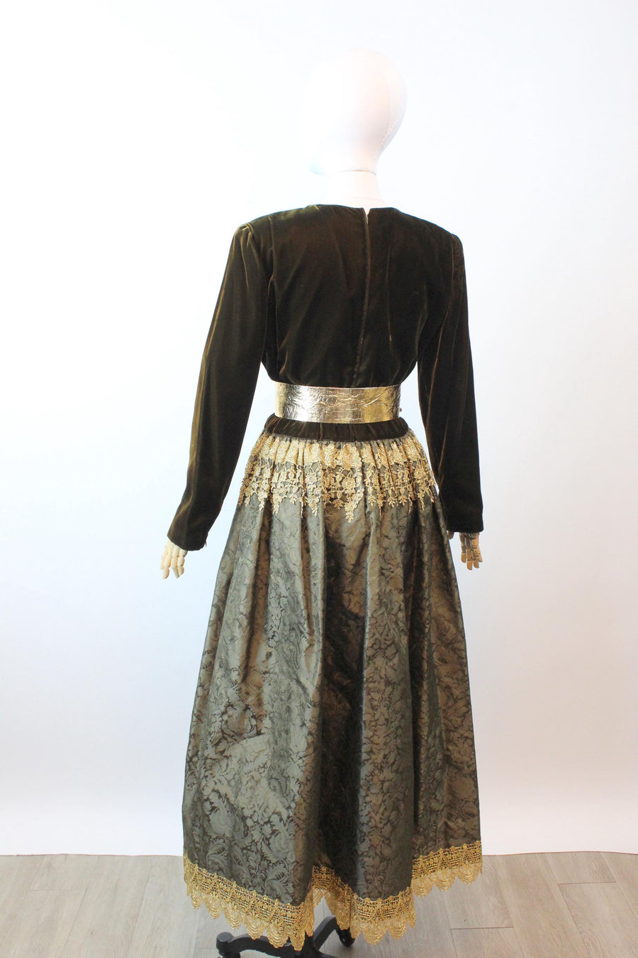 1980s OSCAR de la RENTA GOLD velvet dress large | new fall winter