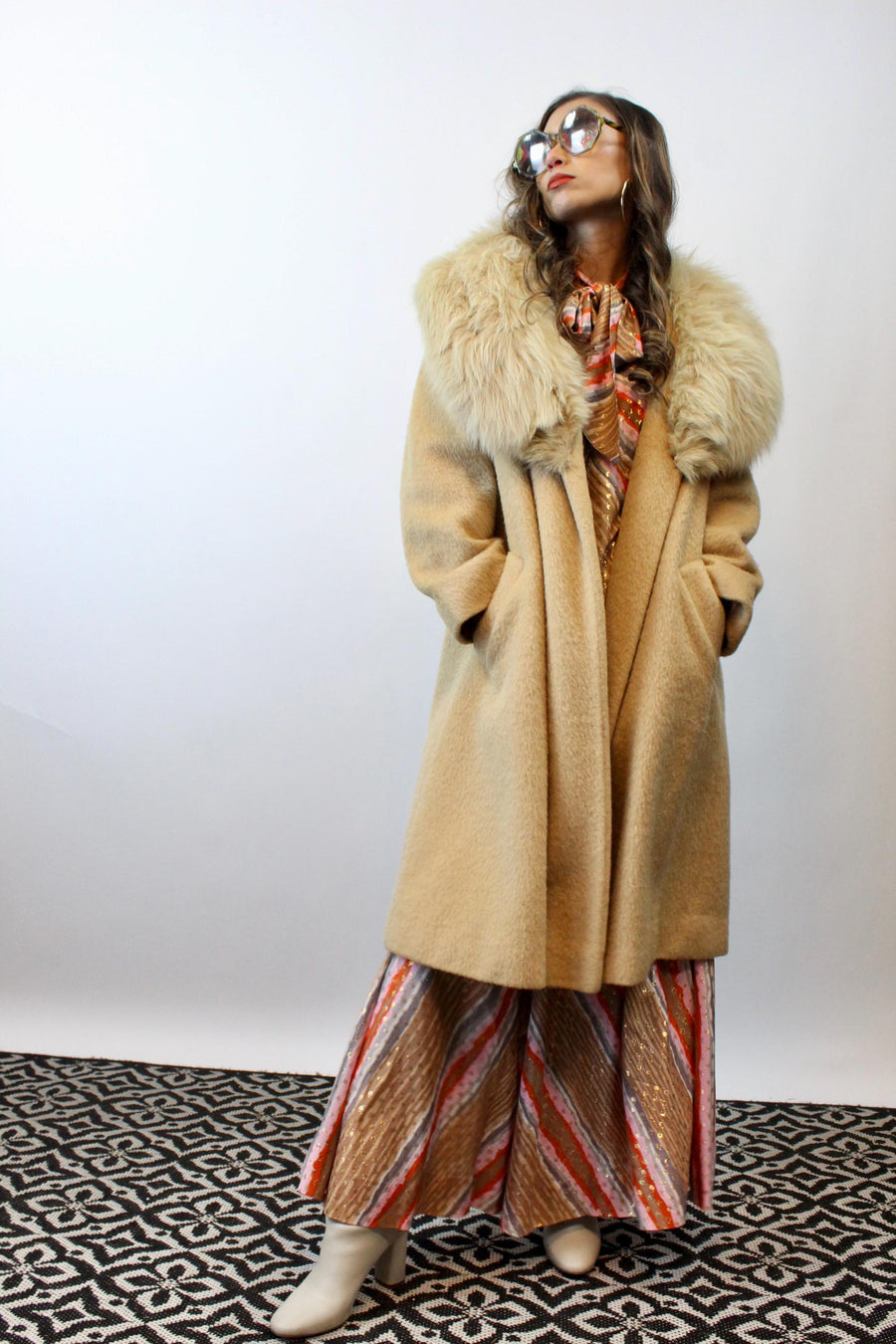 1960s 1966 documented CAMEL LILLI ANN fox fur mohair coat | new fall winter