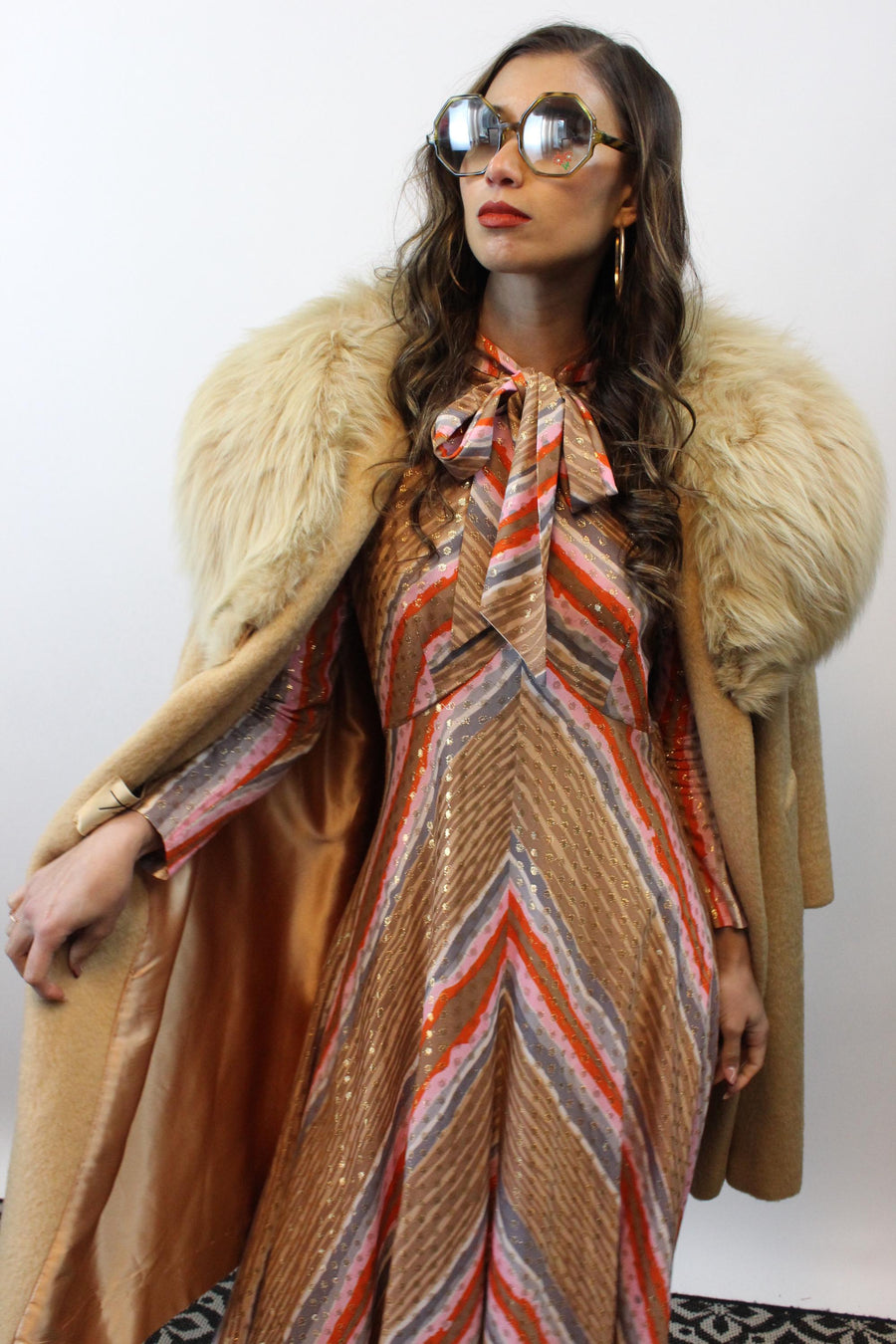 1960s 1966 documented CAMEL LILLI ANN fox fur mohair coat | new fall winter