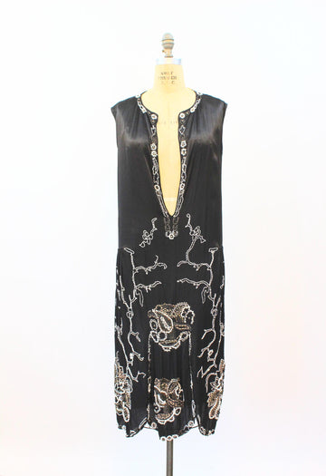 1920s PRISTINE multi beaded silk dress small medium | new fall winter