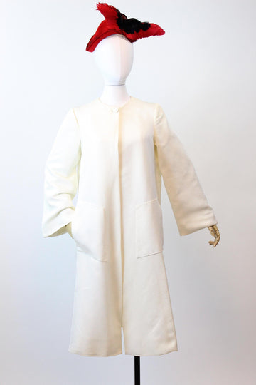 1980s PAULINE TRIGERE white ribbed coat small medium | new spring summer