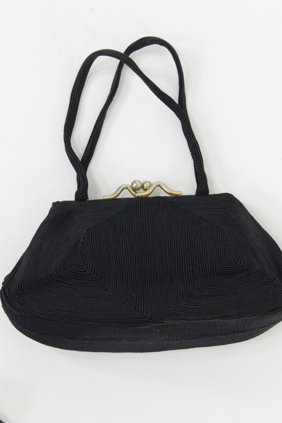 Small Satin Black Purse Clutch Trapezium Shape Handbag Trapezoidal